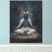 Lord Krishna in Meditatie Canvas Muurkunst (Insitu (Houten vloer))