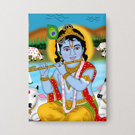 Lord Krishna-knop Button (Voorkant)