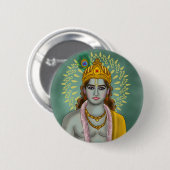 Lord Krishna-knop Ronde Button 5,7 Cm (Voorkant /achterkant)