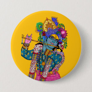 Lord Krishna-knop Ronde Button 7,6 Cm