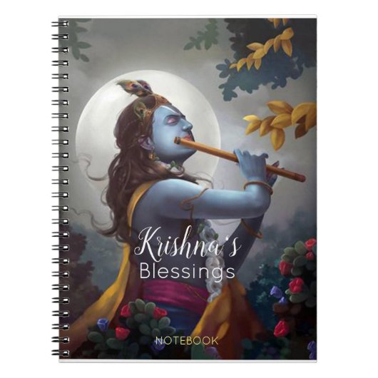 Lord Krishna met Flute Blessing Notitieboek (Voorkant)