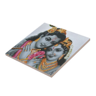 Lord Krishna met Flute Hare Krisna Tegeltje