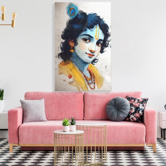 Lord Krishna Portrait Toile Mur Art (Insitu(Salon))