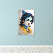 Lord Krishna Portrait Toile Mur Art (Insitu (Plancher de Bois))