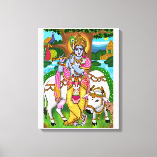 Lord Krishna Poster Canvas Afdruk (Voorkant)