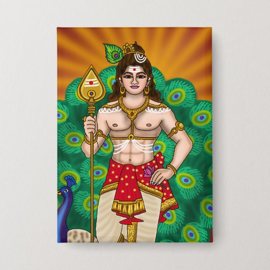 Lord Murugan Knop Button (Voorkant)