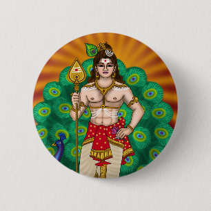 Lord Murugan Knop Ronde Button 5,7 Cm