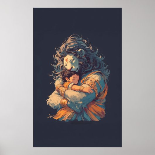Lord Narasimha Hugging Poster de Prahlada (Devant)