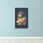 Lord Narasimha Hugging Prahlada Canvas Muurkunst Afdruk (Insitu (Houten vloer))