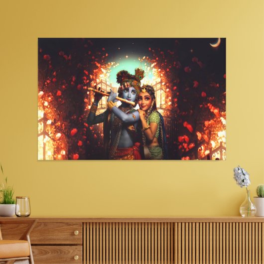 Lord Radha Krishna Canvas Afbeelding 2 (Insitu (Woonkamer))