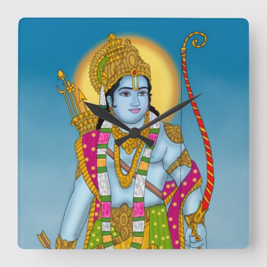 Lord Ram Wall Clock Vierkante Klok (Voorkant)