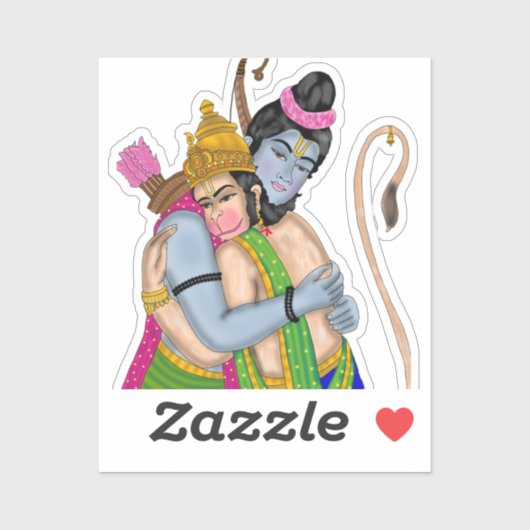 Lord Rama & Hanuman Sticker (Feuille)