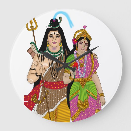 Lord Shiv Parvati Clock Grote Klok (Voorkant)