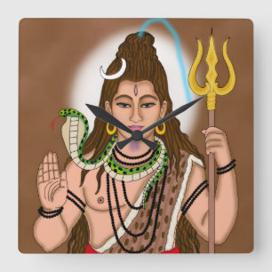 Lord Shiva Clock Vierkante Klok