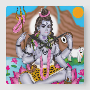 Lord Shiva-klok - wanddecoratie en interieurdecora Vierkante Klok