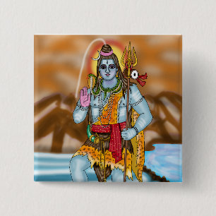 Lord Shiva-knop Vierkante Button 5,1 Cm
