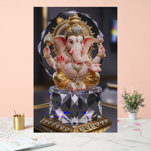 Lord Shree Ganesha Crystal & Diamond Sculpture Acryl Bord (Huwelijk)