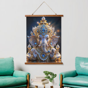 Lord Shree Ganesha Crystal & Diamond Sculpture Ha Hangend Wandkleed
