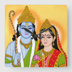 Lord Sitaram-klok – Goddelijke wanddecoratie en hu Vierkante Klok