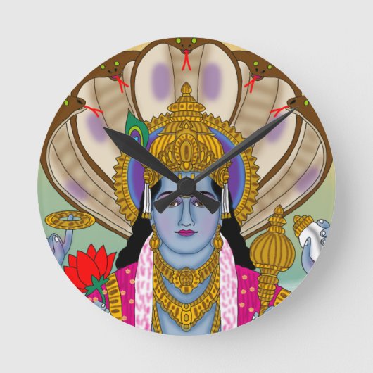 Lord Vishnu Clock Ronde Klok (Voorkant)