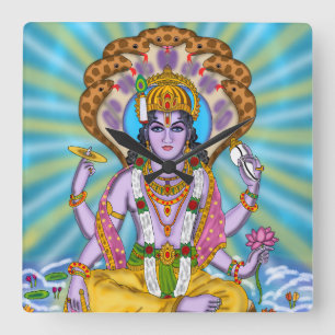 Lord Vishnu Clock Vierkante Klok