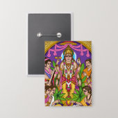 Lord Vishnu Satyanarayan Knop Button (Voorkant / Achterkant)