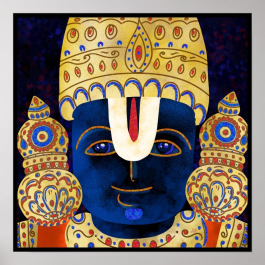 Lord Vishnu Tirupati Perumal Hindu God Painting Poster (Voorkant)