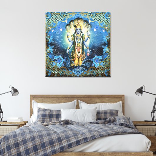 Lord Vishnu - Wrapped Canvas (Insitu (Slaapkamer))