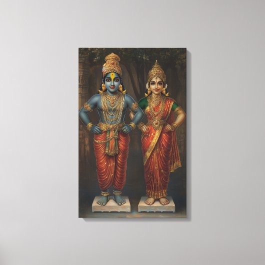 Lord Vitthal et Rakhumai Devi en toile murale (Recto)