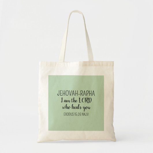 Lord Who Heals Light Green Simple Christian Tote Bag (Voorkant)
