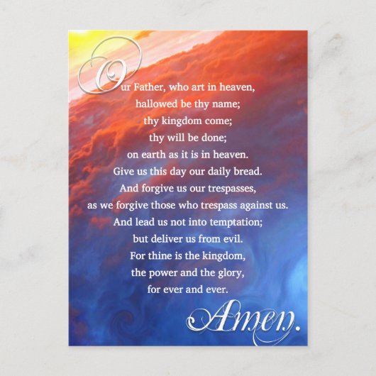 Lords Prayer Christelijk Inspirerend Spiritueel Briefkaart (Voorkant)
