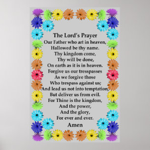 Lord's Prayer in a Rainbow Flower Border Poster