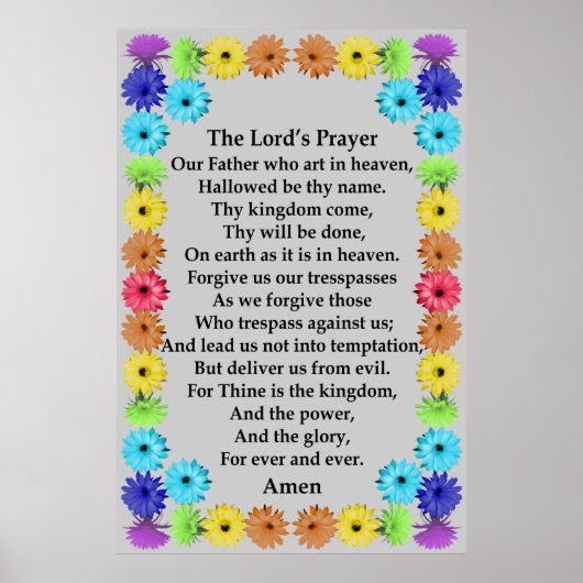 Lord's Prayer in a Rainbow Flower Border Poster (Voorkant)