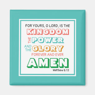 Lord's Prayer KINGDOM POWER GLORY Christelijk BLAU Magneet