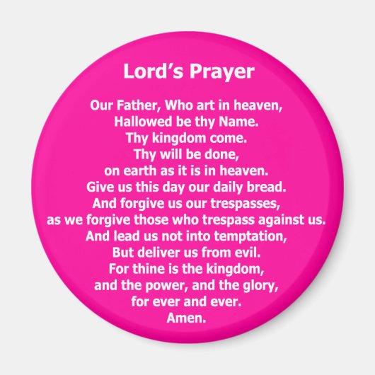 Lord's Prayer Magnet - Roze Magneet (Voorkant)