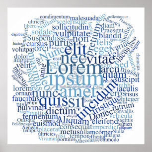 Lorem Ipsum Woordwolk - Blauwe versie Poster