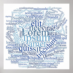 Lorem Ipsum Word Cloud - Blauwe versie Poster