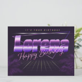 Lorena Nom Prénom carte rétro lilas pour l'anniver (Debout devant)