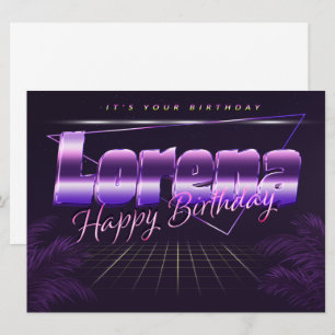 Lorena Nom Prénom carte rétro lilas pour l'anniver