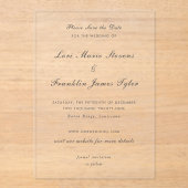 Lori Formele Elegante Trouwen Save the Date Acryl Uitnodigingen (Voorkant)