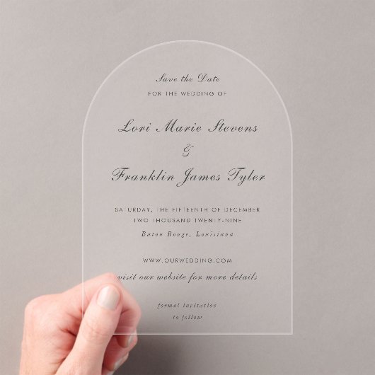 Lori Formele Elegante Trouwen Save the Date Acryl Uitnodigingen (Insitu (Draagbaar))