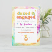LORI Tie Dye Dazed Engaged 70s Retro Bachelorette Kaart (Staand voorkant)