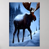 L'orignal dans la neige | AI Art Poster (Devant)