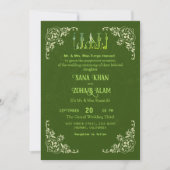 L'ornat vert Nikah Faire-part de mariage islamique (Devant)