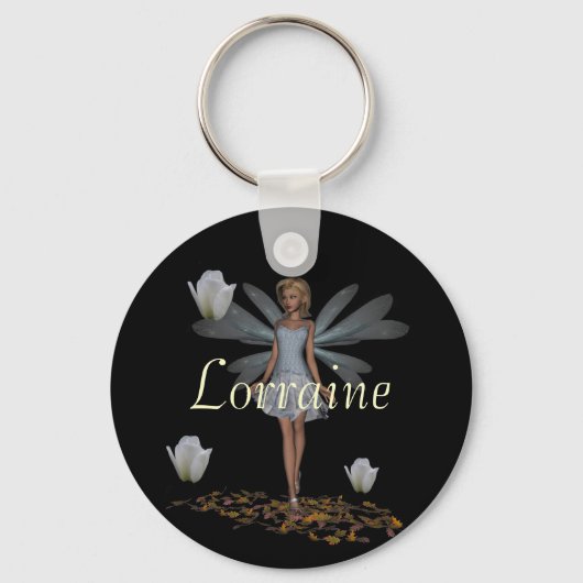 Lorraine Custom Named Fairy Keyring Sleutelhanger (Voorkant)