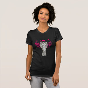 LOS Angel Wings Statue Design Roze & Grijs Estheti T-shirt