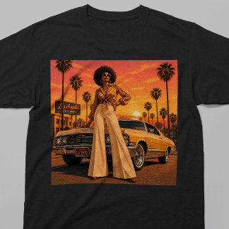 Los Angeles 70er jaren Retro Zwarte Vrouw LA T-shirt