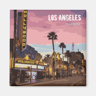 Los Angeles At Night Purple Club Magneet
