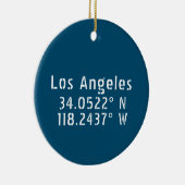 Los Angeles CA Latitude Longitude Blue Keramisch Ornament (Rechts)