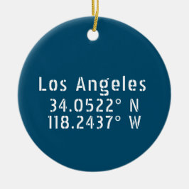 Los Angeles CA Latitude Longitude Blue Keramisch Ornament